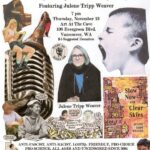 Poster for Ghost Poetry Reading with Author and book cover and assorted images.